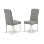 Ensemble de salle à manger rond 5 pièces - Table de 42 pouces et 4 chaises - Ensemble de cuisine moderne - Pieds blanc lin - Tissu Shitake foncé