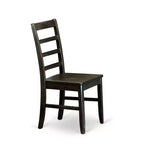 Table de salle à manger 5 pièces HomeStock carrée en bois massif noir et cerisier avec 4 chaises