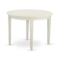 HomeStock 3-Pc Linen White Finish Round Solid Wood Top Dining Table Set