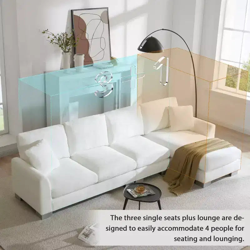 Canapé d'angle moderne surdimensionné EHMKNP - Canapé de luxe 5 places en forme de L en chenille avec méridienne
