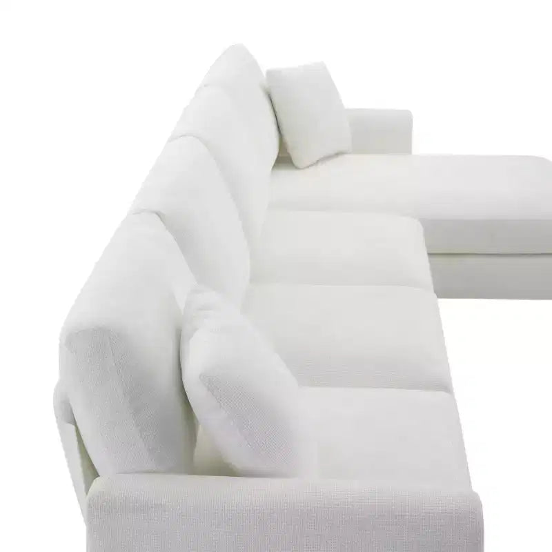 Canapé d'angle moderne surdimensionné EHMKNP - Canapé de luxe 5 places en forme de L en chenille avec méridienne