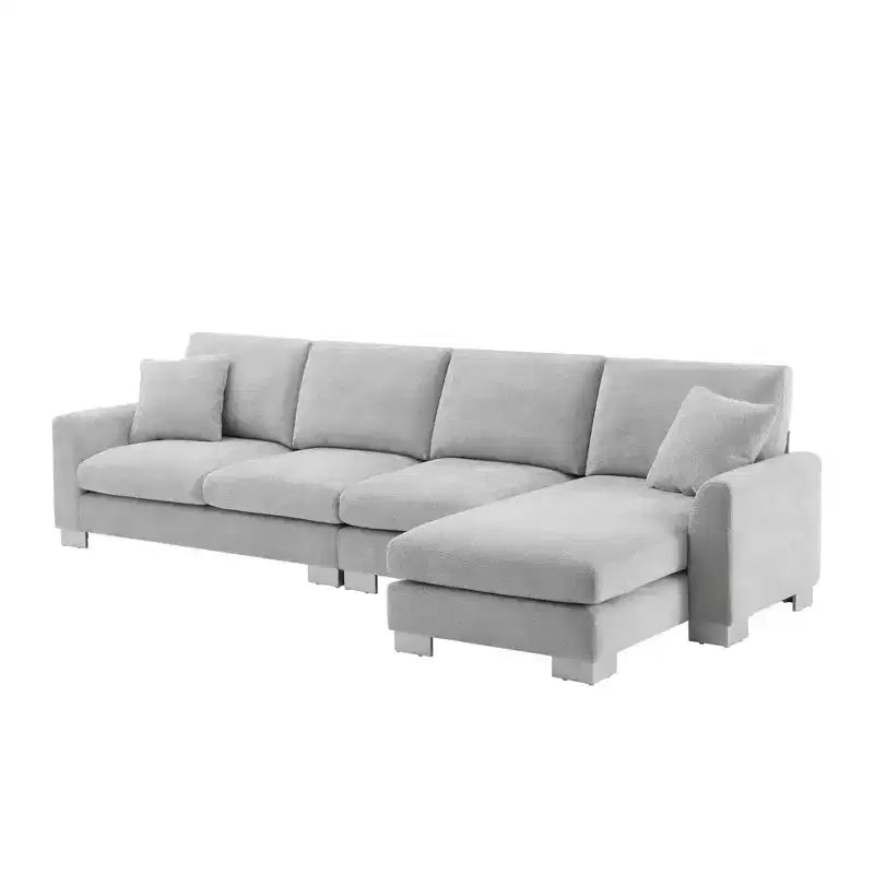 Canapé d'angle moderne surdimensionné EHMKNP - Canapé de luxe 5 places en forme de L en chenille avec méridienne