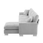 Canapé d'angle moderne surdimensionné EHMKNP - Canapé de luxe 5 places en forme de L en chenille avec méridienne
