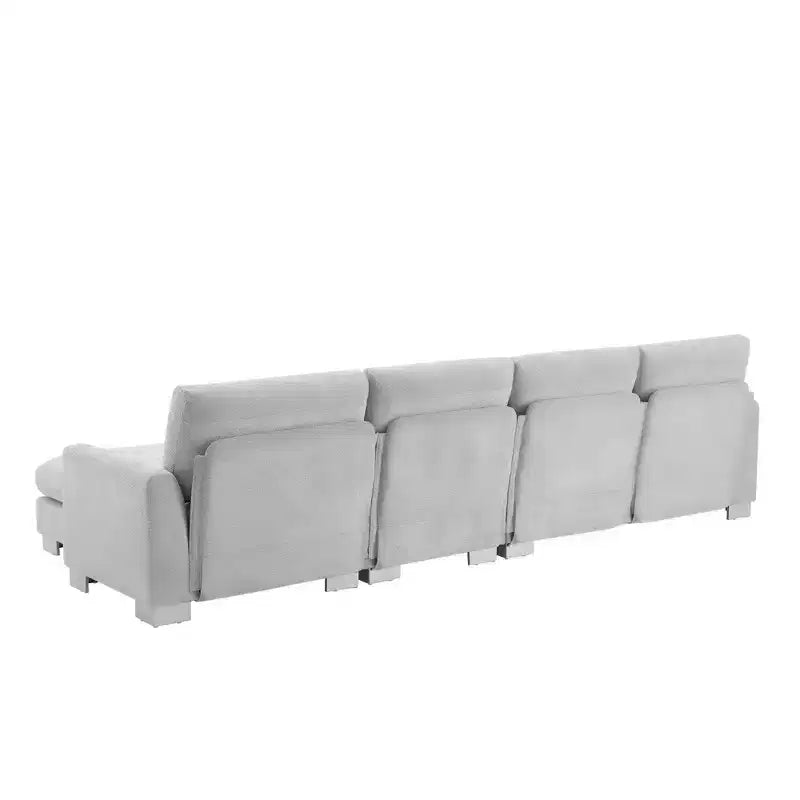 Canapé d'angle moderne surdimensionné EHMKNP - Canapé de luxe 5 places en forme de L en chenille avec méridienne