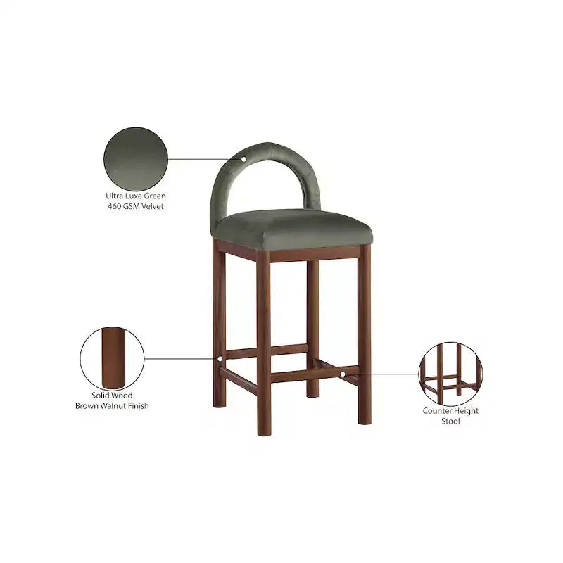 Meridian Furniture, Tabouret de comptoir en velours Conrad