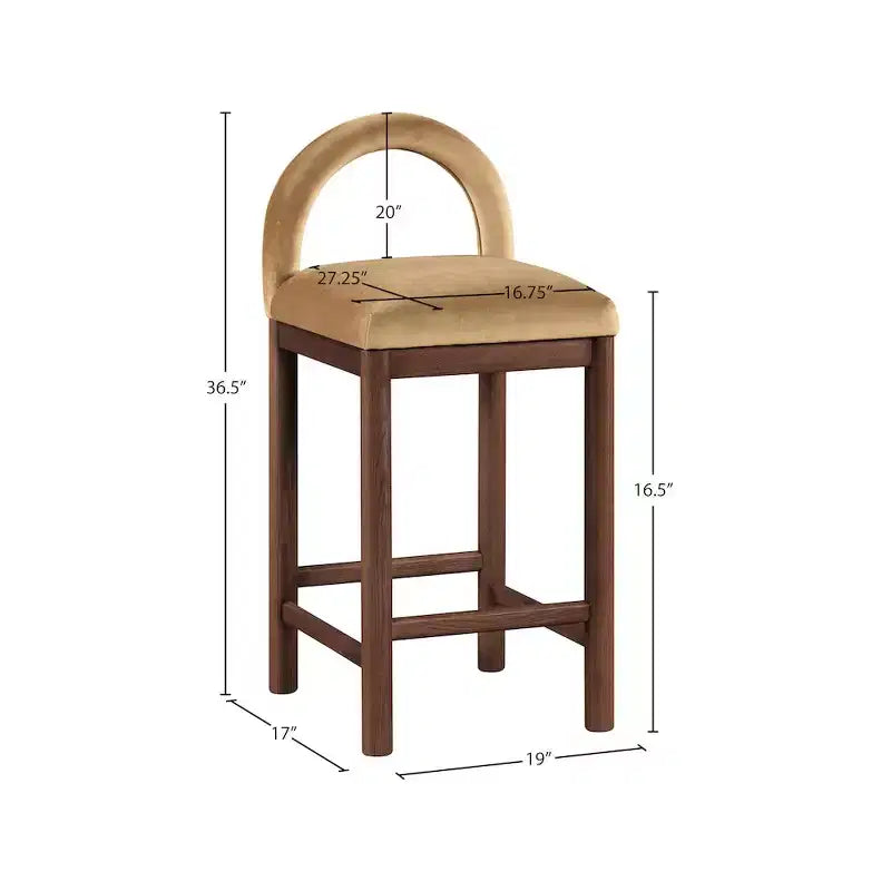 Meridian Furniture, Tabouret de comptoir en velours Conrad