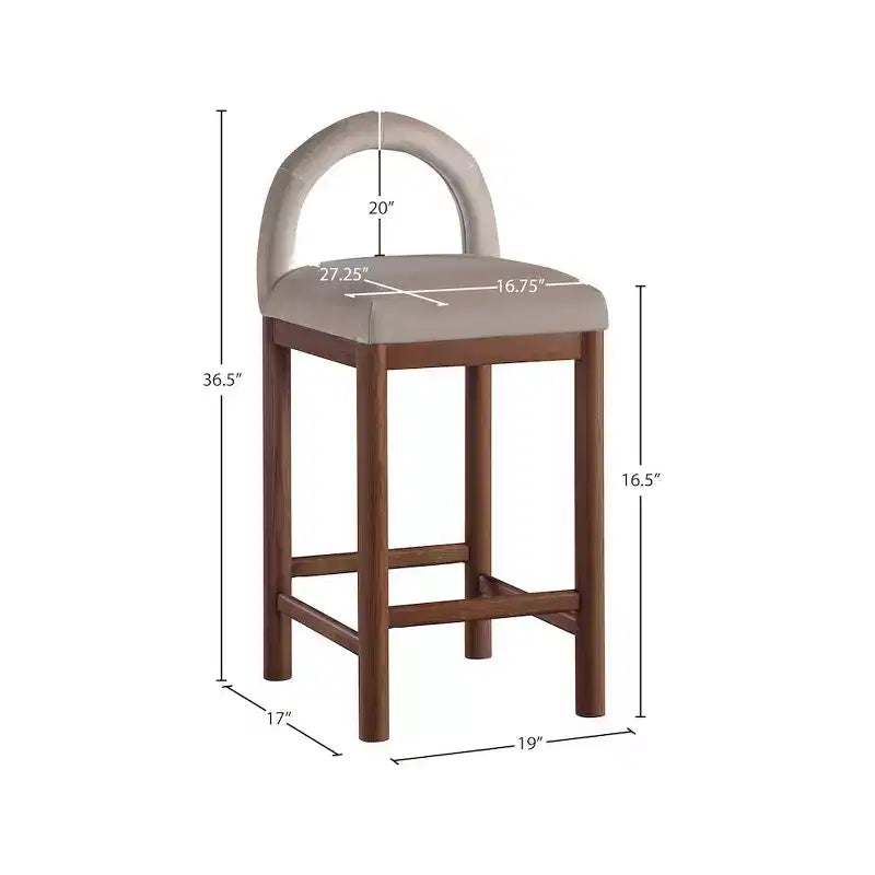 Meridian Furniture, Tabouret de comptoir en velours Conrad