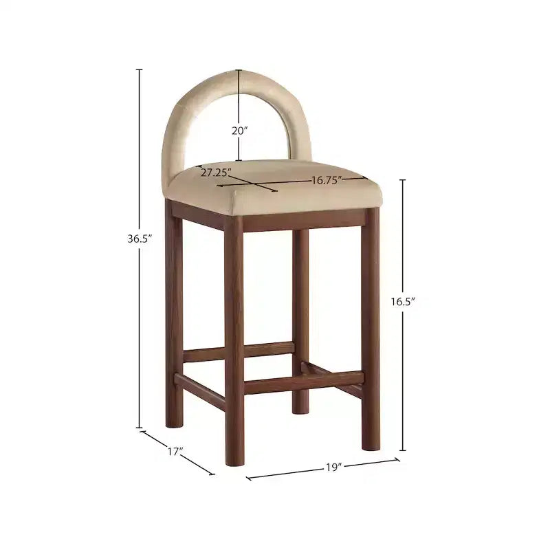Meridian Furniture, Tabouret de comptoir en velours Conrad