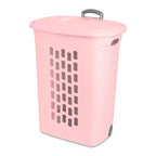 Sterilite Ultra Panier à linge roulant avec couvercle et poignée, givre rose, lot de 3