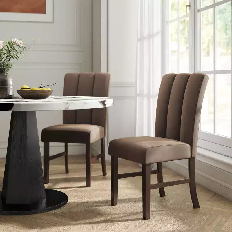 Chaises de salle à manger tapissées de velours Strata de Roundhill Furniture, ensemble de 2, chocolat