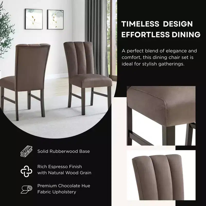Chaises de salle à manger tapissées de velours Strata de Roundhill Furniture, ensemble de 2, chocolat