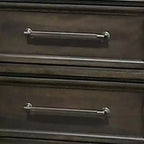 Table de chevet Royal Hampton 26 pouces, 2 tiroirs, poignées en étain, moulure couronnée, bois, gris