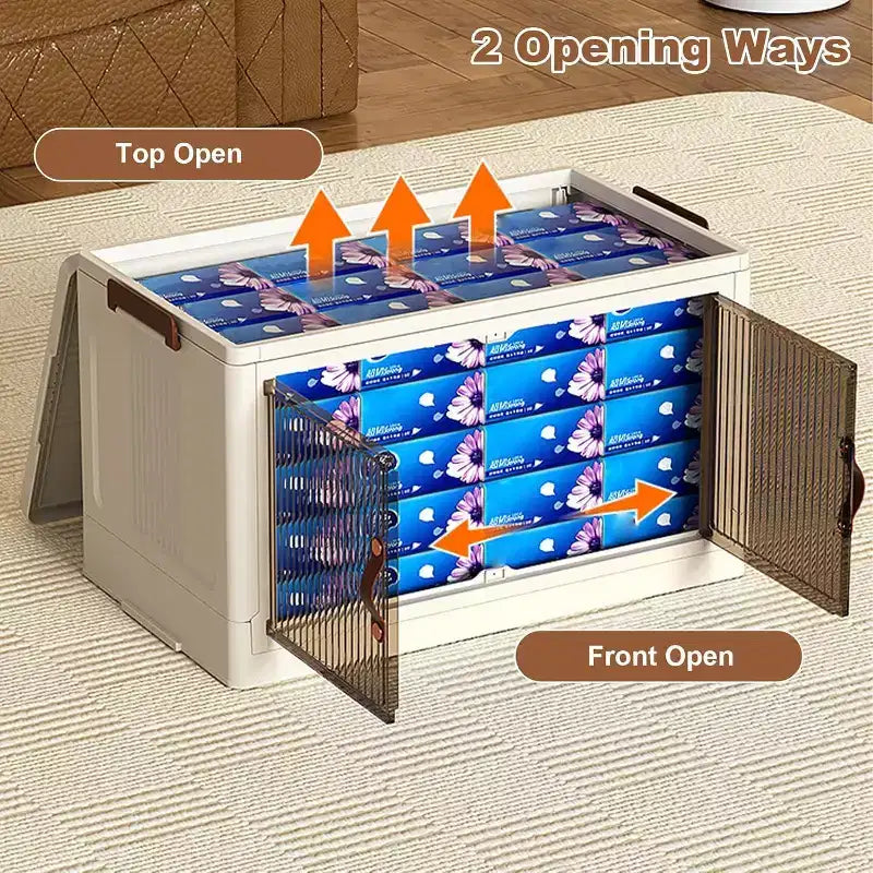 Bacs de rangement pliables COZONY avec roues, organiseurs empilables avec portes translucides pour l'organisation de la maison, du placard et de la cuisine