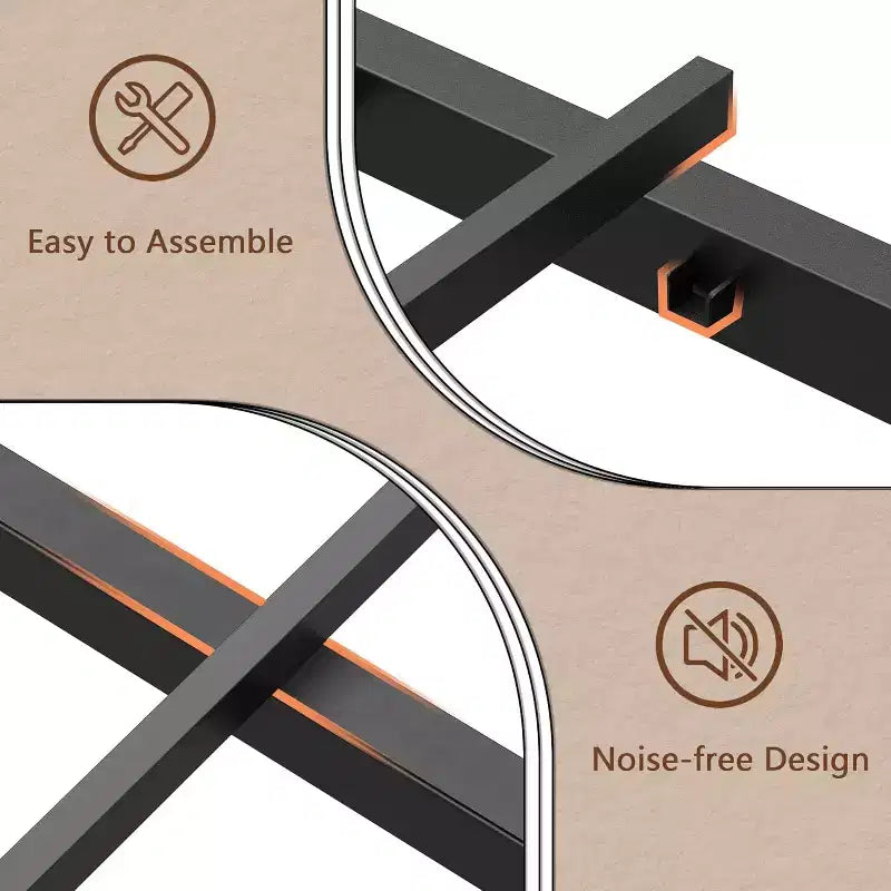 Cadre de lit plateforme Queen Size en métal noir avec tête de lit de rangement, éclairage LED intégré, station de recharge USB, rangement sous le lit, sommier tapissier non requis