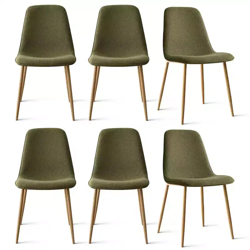 Lot de 6 chaises de salle à manger modernes rembourrées, chaises de cuisine en tissu avec pieds en métal imitation bois pour salle à manger ou coin petit-déjeuner - Panipeachy