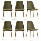 Lot de 6 chaises de salle à manger modernes rembourrées, chaises de cuisine en tissu avec pieds en métal imitation bois pour salle à manger ou coin petit-déjeuner - Panipeachy