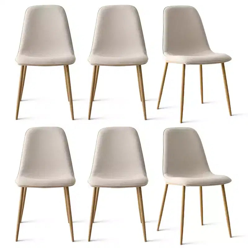 Lot de 6 chaises de salle à manger modernes rembourrées, chaises de cuisine en tissu avec pieds en métal imitation bois pour salle à manger ou coin petit-déjeuner - Panipeachy
