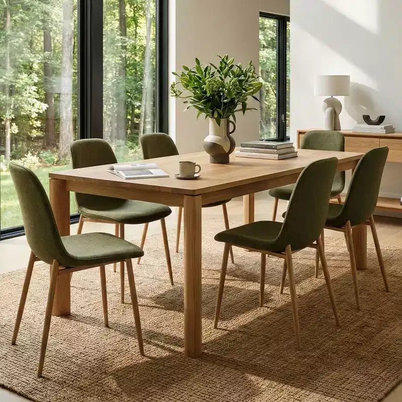 Lot de 6 chaises de salle à manger modernes rembourrées, chaises de cuisine en tissu avec pieds en métal imitation bois pour salle à manger ou coin petit-déjeuner - Panipeachy