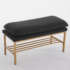 Banc à chaussures de rangement Homy Casa rembourré avec cadre en métal et étagère inférieure pour entrée, noir