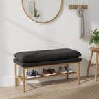 Banc à chaussures de rangement Homy Casa rembourré avec cadre en métal et étagère inférieure pour entrée, noir