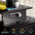 Bureau d'ordinateur 56" avec rangement, Table d'ordinateur avec prises de courant et lumières LED