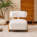 Fauteuil d'appoint moderne sans accoudoirs Okak Boucle avec dossier roulé, fauteuil de lecture en bois massif pour salon, chambre à coucher