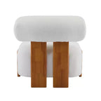 Fauteuil d'appoint moderne sans accoudoirs Okak Boucle avec dossier roulé, fauteuil de lecture en bois massif pour salon, chambre à coucher