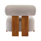 Fauteuil d'appoint moderne sans accoudoirs Okak Boucle avec dossier roulé, fauteuil de lecture en bois massif pour salon, chambre à coucher