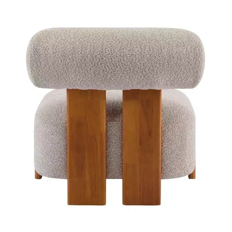 Fauteuil d'appoint moderne sans accoudoirs Okak Boucle avec dossier roulé, fauteuil de lecture en bois massif pour salon, chambre à coucher