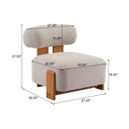 Fauteuil d'appoint moderne sans accoudoirs Okak Boucle avec dossier roulé, fauteuil de lecture en bois massif pour salon, chambre à coucher
