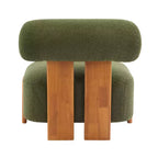 Fauteuil d'appoint moderne sans accoudoirs Okak Boucle avec dossier roulé, fauteuil de lecture en bois massif pour salon, chambre à coucher