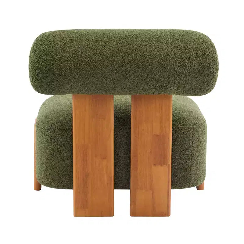 Fauteuil d'appoint moderne sans accoudoirs Okak Boucle avec dossier roulé, fauteuil de lecture en bois massif pour salon, chambre à coucher