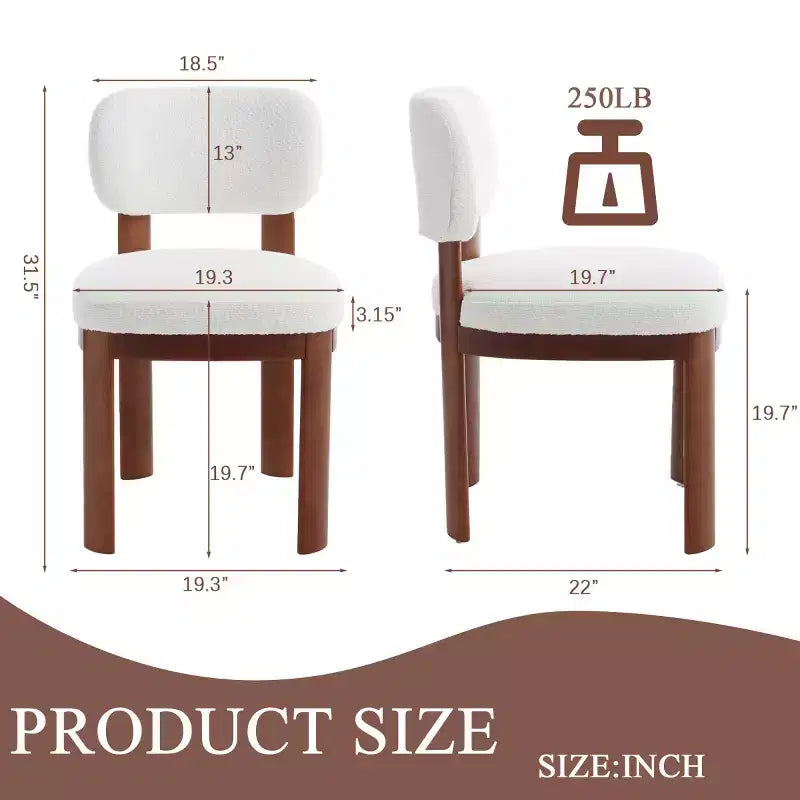 Lot de 2 chaises de salle à manger modernes en bois avec assises rembourrées douces, chaises d'appoint élégantes sans accoudoirs pour cuisine ou salle à manger-Panipeachy