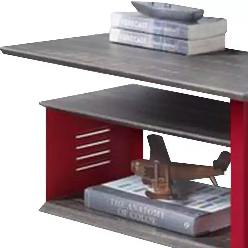 Table d'appoint Royal Hampton avec style cargo en métal et 3 roulettes, rouge