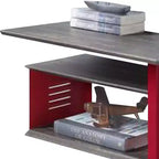 Table d'appoint Royal Hampton avec style cargo en métal et 3 roulettes, rouge