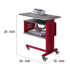 Table d'appoint Royal Hampton avec style cargo en métal et 3 roulettes, rouge