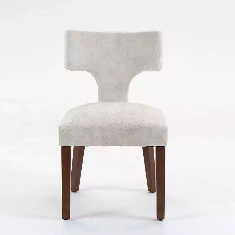 Furniliving Lot de 2 chaises de salle à manger modernes du milieu du siècle, chaises d'appoint rembourrées en tissu chenille de style rustique, chaises de cuisine avec cadre en bois massif