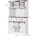 COZONY Buffet de Bar à Vin Haute de 72 po avec Porte et Porte-Verres, Armoire à Liqueurs Autonome avec Rangement Fermé pour Cuisine et Salon, Blanc