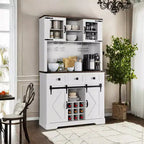 COZONY Buffet de Bar à Vin Haute de 72 po avec Porte et Porte-Verres, Armoire à Liqueurs Autonome avec Rangement Fermé pour Cuisine et Salon, Blanc