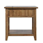 Table d'appoint de chevet Jofran Claremont de style rustique transitoire en bois avec port USB de chargement et rangement
