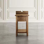 Table d'appoint de chevet Jofran Claremont de style rustique transitoire en bois avec port USB de chargement et rangement