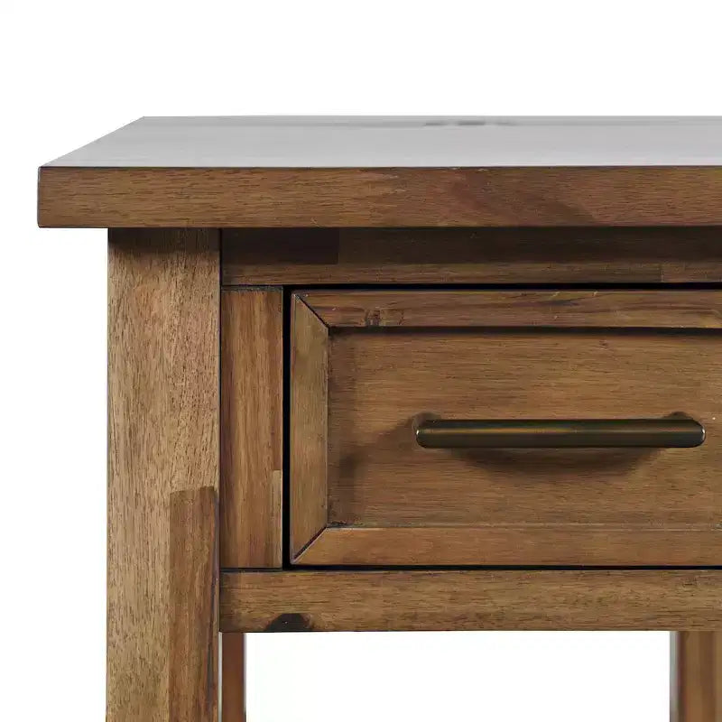 Table d'appoint de chevet Jofran Claremont de style rustique transitoire en bois avec port USB de chargement et rangement