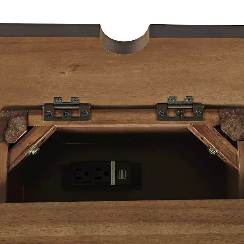 Table d'appoint de chevet Jofran Claremont de style rustique transitoire en bois avec port USB de chargement et rangement