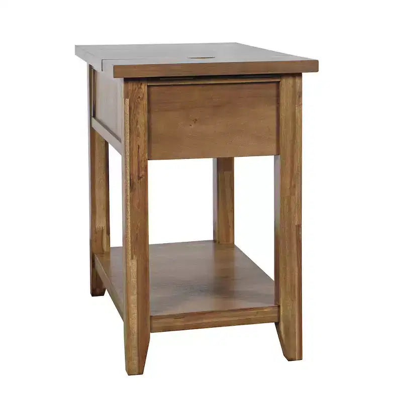 Table d'appoint de chevet Jofran Claremont de style rustique transitoire en bois avec port USB de chargement et rangement