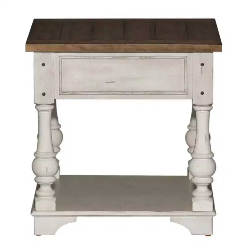 Table d'appoint Liberty Furniture, Morgan Creek, blanc antique avec accents tabac brossé