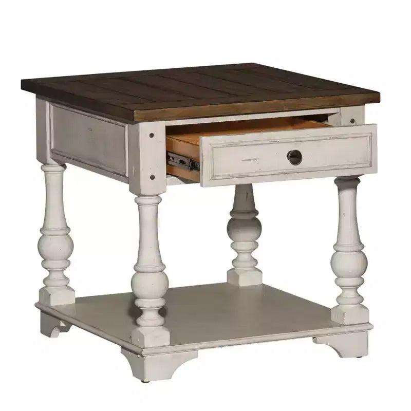 Table d'appoint Liberty Furniture, Morgan Creek, blanc antique avec accents tabac brossé