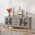 Farmhouse TV Stand for 70TV, MidCentury Media Console with 3 Drawers & 2 Doors, Kitchen Buffet Sideboard, Hallway Cabinet, Multipurpose Storage
