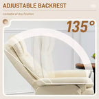 Fauteuil inclinable en cuir PU avec pouf, fauteuil inclinable pivotant et pouf avec base ronde pour salon