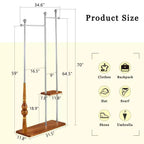 Porte-manteau Okak avec étagères en bois et cadre en acier inoxydable, porte-manteau industriel au design élégant, pour salon, chambre, argent
