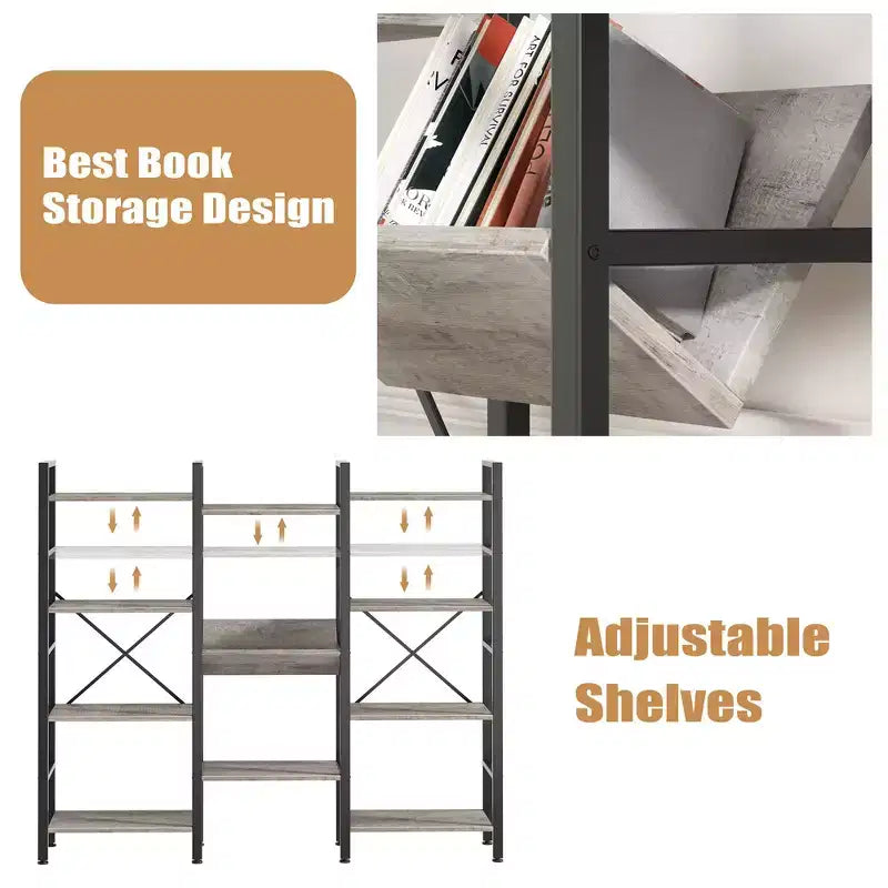 Étagère Celebalcony 71,6H x 57,8W, bibliothèque 4 niveaux avec 11 étagères ouvertes, grande bibliothèque ouverte pour la maison et le bureau
